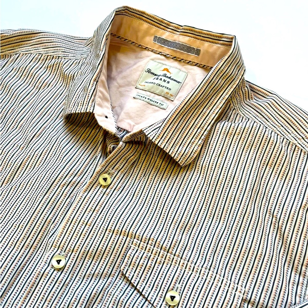 Tommy Bahama Jeans Size Large Island Crafted Long-Sleeve Button Shirt Blue
